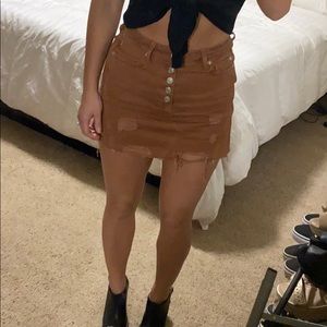 ❌SOLD🚫FREE PEOPLE Brown jean distressed skirt